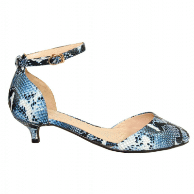 Alice Blue Snakeskin Print Kitten Heel