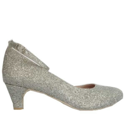 Kelly Silver Glitter Kitten Heels