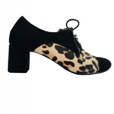 Sasha Black Suede and Cheetah Brogues