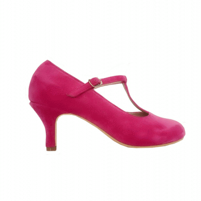 Niomi Fuchsia Suede Buckle Court Shoes