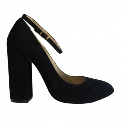 Victoria Black Suede Block Heels 