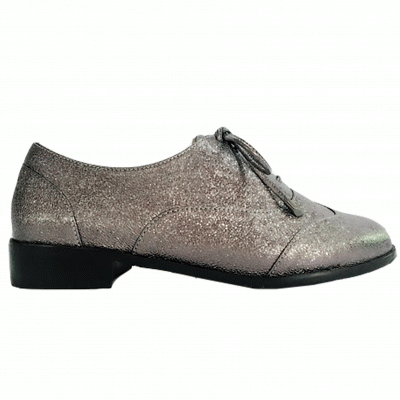 Briarly Shiny Dark Grey Soft Leather Brogues