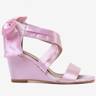 Daria Pink Satin Wedges