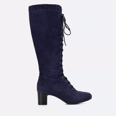 Amelia Blue Suede Lace Up Boots