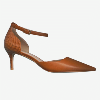 Clara Tan Crocodile Print Court Shoes